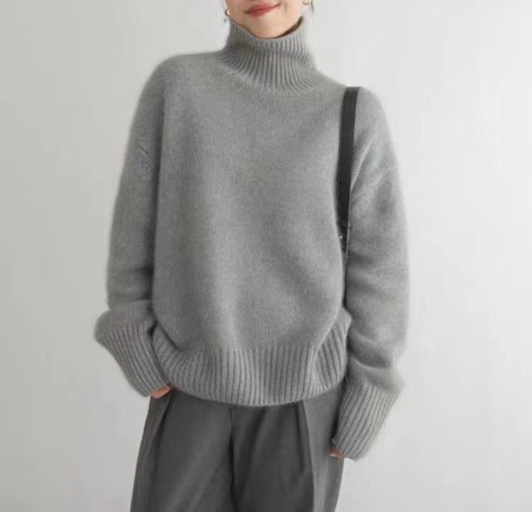 Pull Col Roulé Oversize en Cachemire