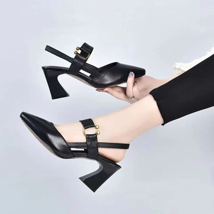 Sandales vivatelle à Talons Épais et Bout Pointu