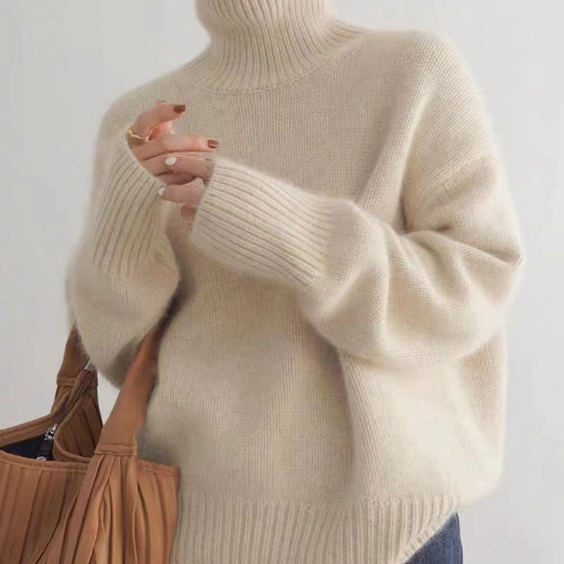 Pull Col Roulé Oversize en Cachemire