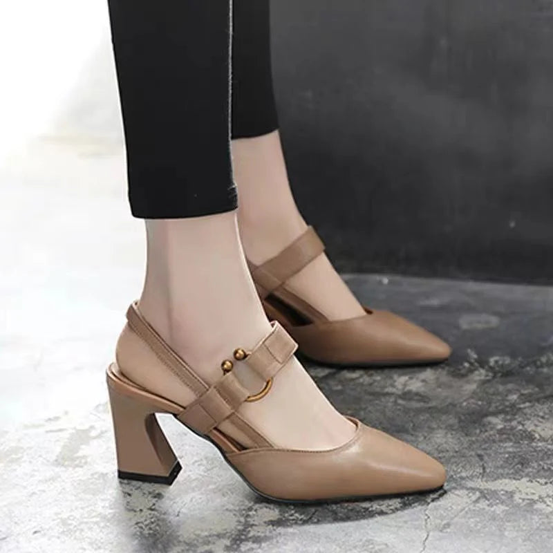 Sandales vivatelle à Talons Épais et Bout Pointu