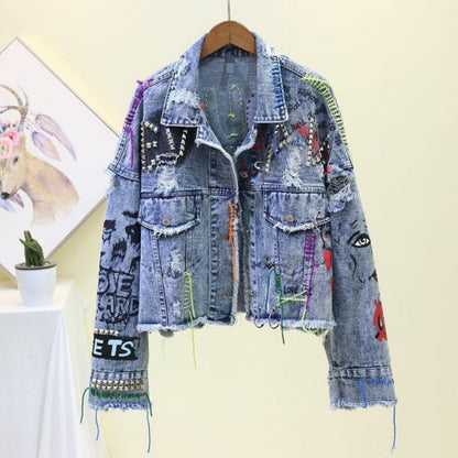 Veste en denim Vivatelle “Rebelle” – style artistique et audacieux