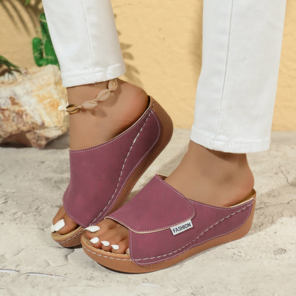 Lorena|Mules Compensées en Cuir Respirant