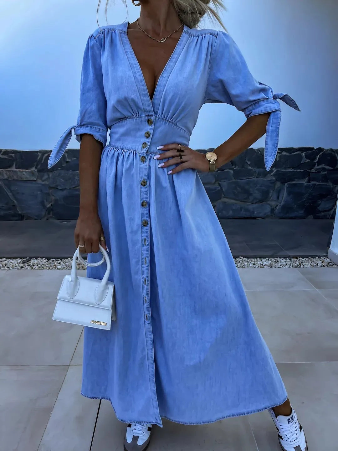 Julia|Chic Denim Neckline Dress