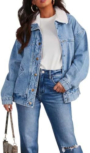 Veste en denim Vivatelle “Élodie” – col en fausse fourrure amovible