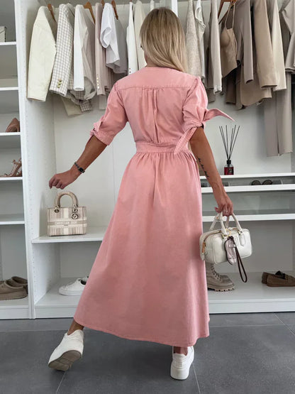 Julia|Chic Denim Neckline Dress