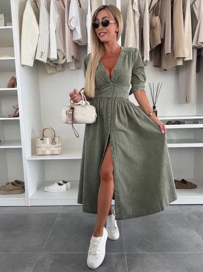 Julia|Chic Denim Neckline Dress